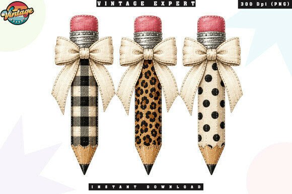 Download Coquette School Pencil Bow Patchwork PNG - School Collection