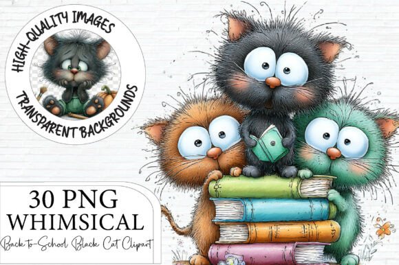 Download Back to School Black Cat Clipart - School Collection