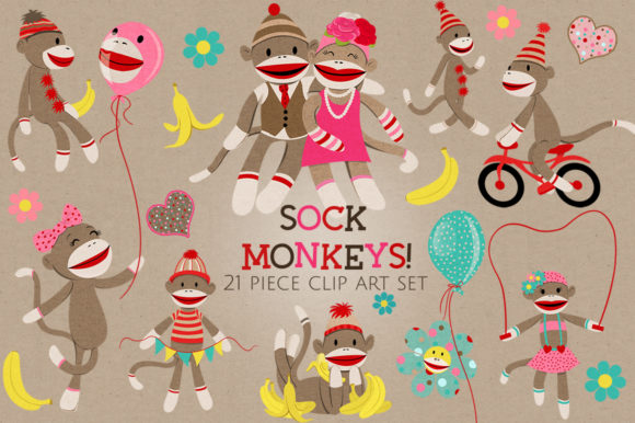Download Sock Monkeys Clip Art Set - Sock Collection
