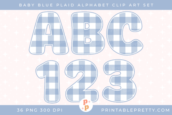 Download Baby Blue Buffalo Plaid Alphabet PNG Set - Baby blue Collection
