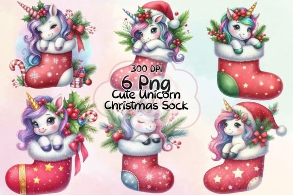 Download Cute Unicorn Christmas Sock Sublimation - Sock Collection