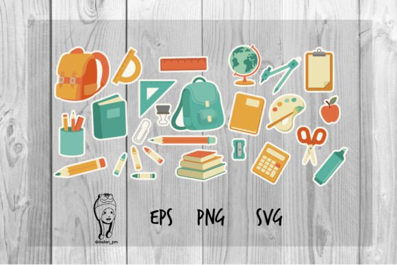 Download Cute School Supplies Stickers, Backpack - School Collection