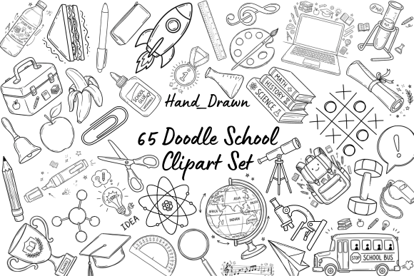Download 65 Back to School Doodle Clipart Set - Premium Resources