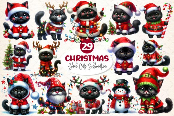 Download Christmas Black Cat Clipart, Funny Cats - Black cat clipart Collection