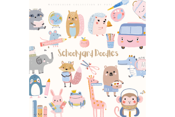 Download Back to School Kids Doodle Clipart Set - School Collection