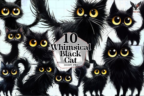 Download Whimsical Black Cat Clipart PNG - Black cat clipart Collection