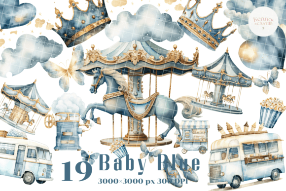 Download Vintage Carnival Clipart, Baby Blue - Baby blue Collection