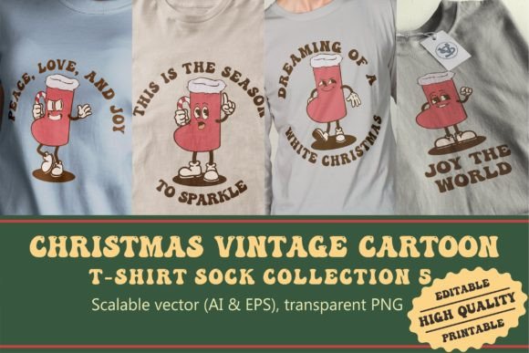 Download Christmas Sock Vintage Cartoon - Sock Collection