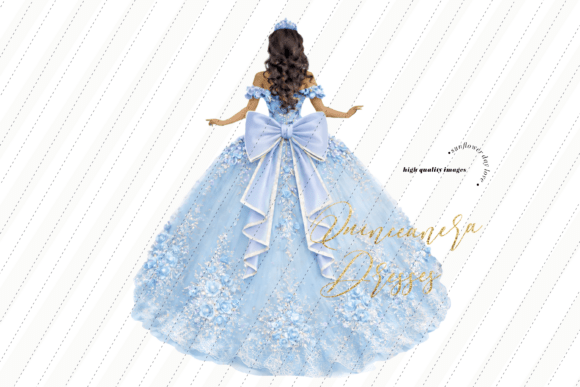 Download Baby Blue Quinceanera Bow Dress Clipart - Baby blue Collection